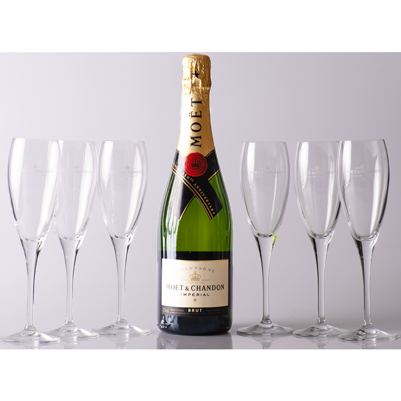 Aktion - Moët & Chandon Impérial Brut Champagne - 0.75 L in 6er Karton + 6 Gläser