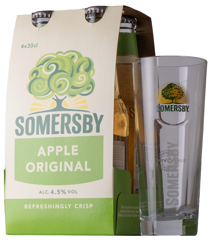 Somersby Apple Original Cider 4x33cl + 1 Glas